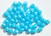 50 8mm Satin Aqua Round Glass Beads